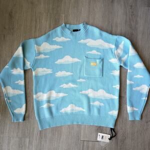 Kith x The Simpsons Clouds Knit Sweater NWT Mens Medium Intarsia Pullover Blue